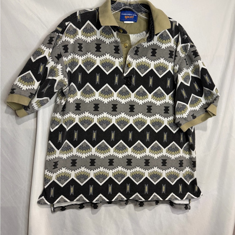 Vintage Panhandle Slim Sport Geometric Mens Polo  - size L